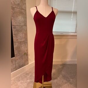 Spaghetti strap maroon midi dress-Small